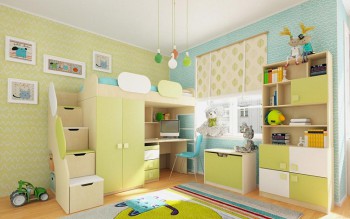 Детская комната Эппл (Зеленый/Белый/корпус Клен) в Сокуре - sokur.mebel54.com | фото