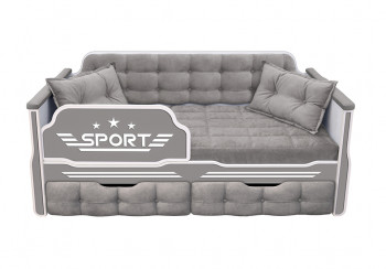 Кровать 190 серии Спорт 2 ящика 45 Серый (подушки) в Сокуре - sokur.mebel54.com | фото