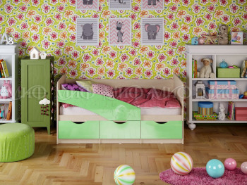 Кровать Бабочки 1,6м (Салатовый металлик) в Сокуре - sokur.mebel54.com | фото