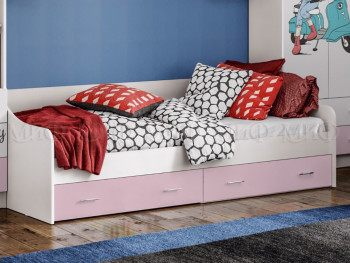 Кровать Fashion-1 Вега 0,9 м (Белый/Розовый) в Сокуре - sokur.mebel54.com | фото