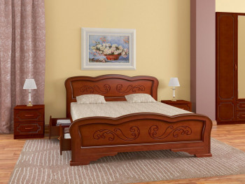 Кровать Карина-8 с ящиками из массива сосны 1200*2000 Орех в Сокуре - sokur.mebel54.com | фото
