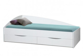 Кровать одинарная "Фея - 3" (асимметричная) (2000х900) New/(белый / белый / ДВПО белый) в Сокуре - sokur.mebel54.com | фото