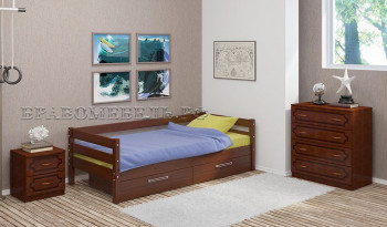 Кровать одинарная ГЛОРИЯ из массива сосны  900*2000 (Орех) в Сокуре - sokur.mebel54.com | фото