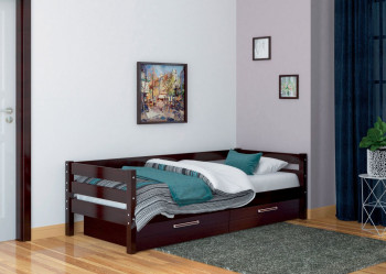 Кровать одинарная ГЛОРИЯ из массива сосны  900*2000 (Орех Тёмный) в Сокуре - sokur.mebel54.com | фото
