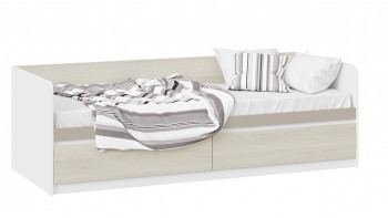 Кровать «Сканди» с 2 ящиками Дуб Гарден/Белый/Глиняный серый в Сокуре - sokur.mebel54.com | фото