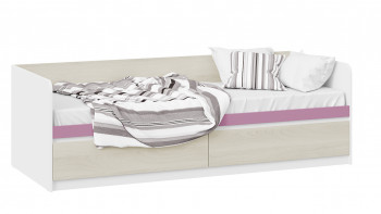 Кровать «Сканди» с 2 ящиками Дуб Гарден/Белый/Лиловый в Сокуре - sokur.mebel54.com | фото