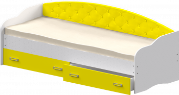 Кровать Софа-7 с мягкой спинкой (800х2000) Белый/Желтый в Сокуре - sokur.mebel54.com | фото
