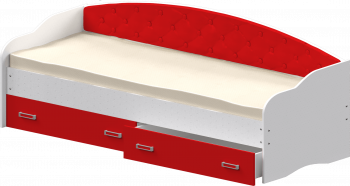 Кровать Софа-7 с мягкой спинкой (800х2000) Белый/Красный в Сокуре - sokur.mebel54.com | фото