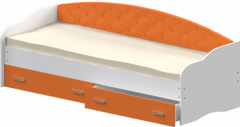 Кровать Софа-7 с мягкой спинкой (800х2000) Белый/Оранжевый в Сокуре - sokur.mebel54.com | фото
