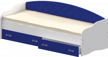 Кровать Софа-8 с мягкой спинкой (900х2000) Белый/Синий в Сокуре - sokur.mebel54.com | фото