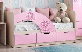 Кровать Юниор-3 ((мульт) розовый металл/дуб беленый) в Сокуре - sokur.mebel54.com | фото