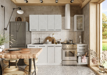 Кухонный гарнитур Нувель 1800мм белый/бетон белый в Сокуре - sokur.mebel54.com | фото