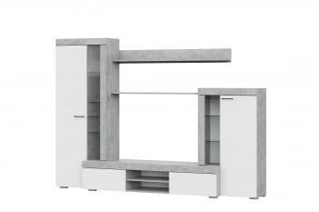 Мебель для гостиной МГС 5 Цемент светлый / Белый в Сокуре - sokur.mebel54.com | фото
