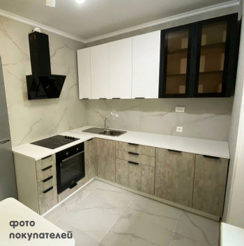 Модульная кухня Норд 1,6 м (Софт даймонд/Камень беж/Белый) в Сокуре - sokur.mebel54.com | фото
