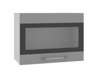 Норд ШВГС 600 Шкаф верхний горизонтальный со стеклом (Софт черный/корпус Белый) в Сокуре - sokur.mebel54.com | фото