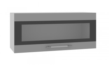 Норд ШВГС 800 Шкаф верхний горизонтальный со стеклом (Софт черный/корпус Белый) в Сокуре - sokur.mebel54.com | фото