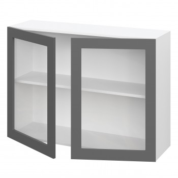 Норд ШВС 1000 Шкаф верхний со стеклом (Софт черный/корпус Белый) в Сокуре - sokur.mebel54.com | фото