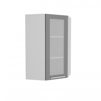 Норд ШВУС 600Н Шкаф верхний угловой (премьер) высокий (Софт черный/корпус Белый) в Сокуре - sokur.mebel54.com | фото