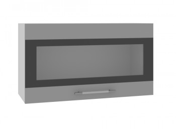 Ройс ВПГСФ 800 Шкаф верхний горизонтальный со стеклом с фотопечатью высокий (Графит софт/корпус Серый) в Сокуре - sokur.mebel54.com | фото