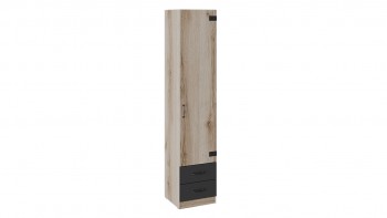 Шкаф для белья комбинированный «Окланд» (Фон Черный/Дуб Делано) в Сокуре - sokur.mebel54.com | фото