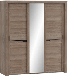 Шкаф трехдверный Соренто с раздвижными дверями Дуб стирлинг/Кофе структурный матовый в Сокуре - sokur.mebel54.com | фото