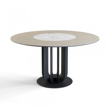 Стол круглый Rotor (160), шпон + керамика светлая в Сокуре - sokur.mebel54.com | фото