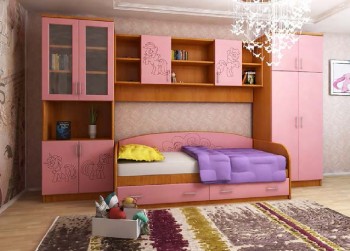 Детская Веселый пони Комплект мебели (Вишня оксфорд/Розовый) в Сокуре - sokur.mebel54.com | фото
